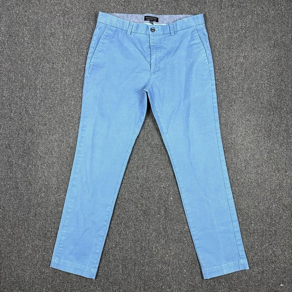 Banana Republic Mens Fulton Skinny Fit Chino Blue Stretch Pants Size 33x32